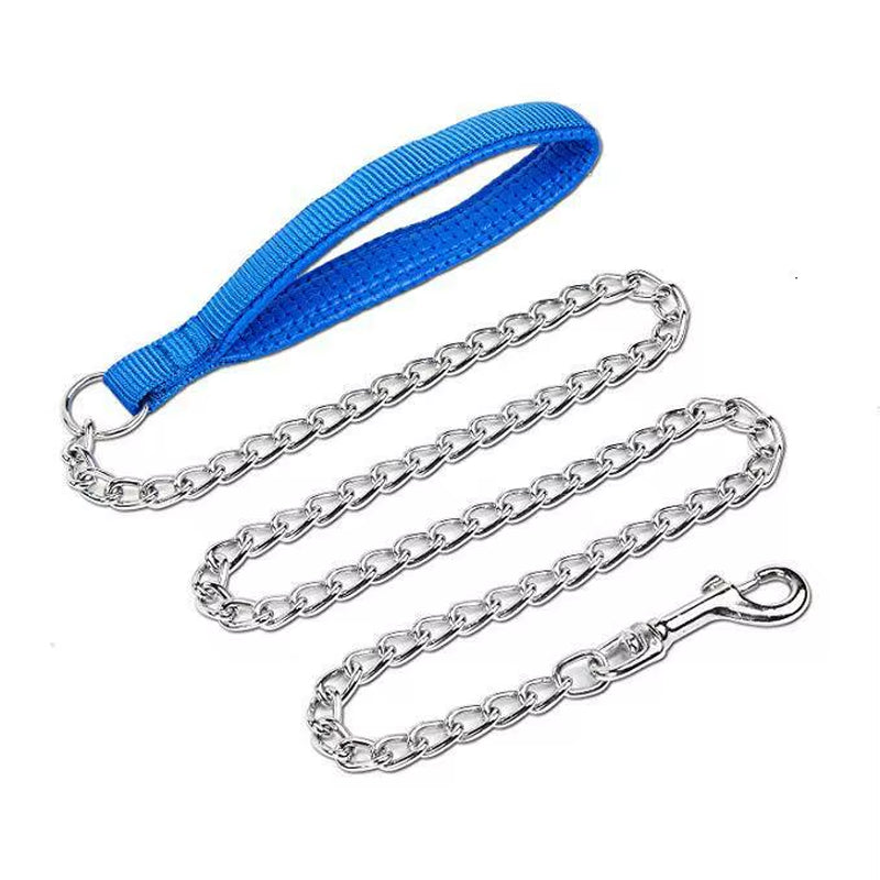 Medium Large Metal Dog Leash Durable Heavy Duty Comfortable PU Leather Padded Handle Pet Harness Leash Training Pitbull