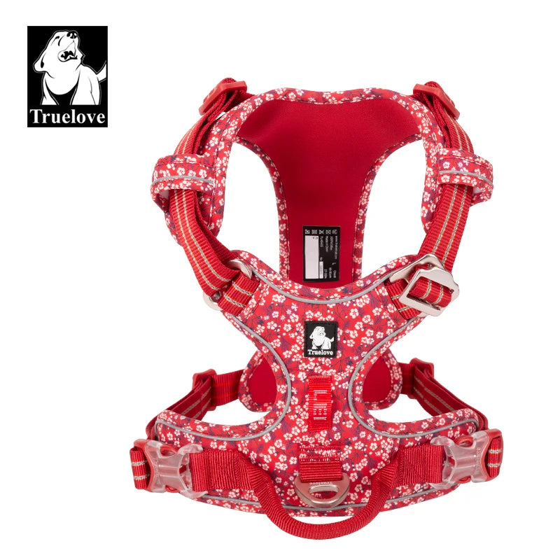 Truelove Pet Harness Floral No Pull Cotton Fabric Breathable and Reflective Soft Cats Dogs Small Medium Walking Running TLH5655 - shimendi