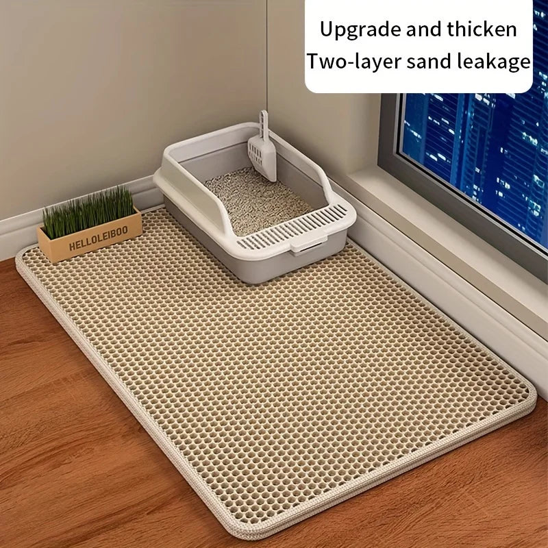 1Pc Large Size Cat Litter Mat-Advanced Honeycomb Double Layer Design,Urine Waterproof,Easy Cleaning,Scatter Control,Stay Clean - shimendi
