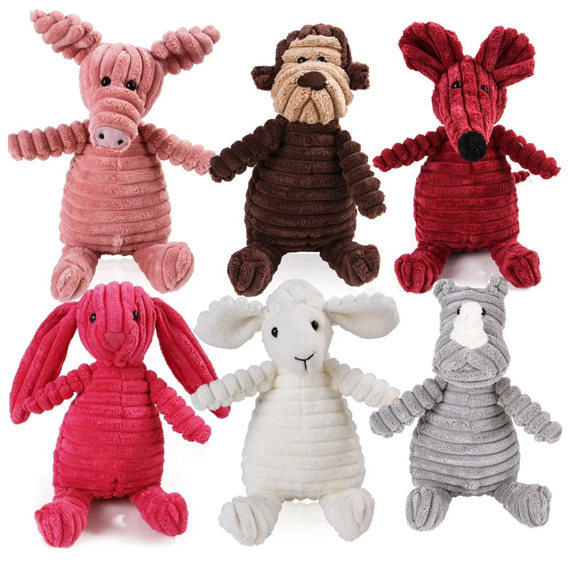 Pet Dog Molar Toy Vent Training Corduroy Monkey Pig Voice Plush Toy Dog Tooth Cleaning Supplie Dog Toys for Large Dogs - shimendi