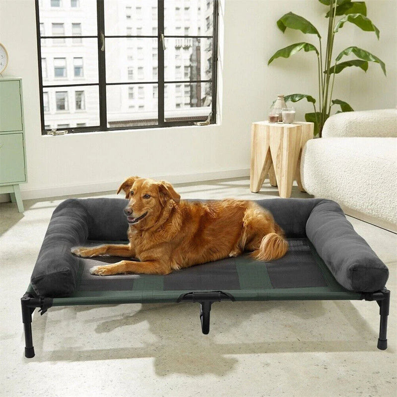 XXL XL Large Dog Bed Outdoor Raised Dog Bed with Cooling Breathable Mat and Soft Plush Mat Pet Puppy Camping Cot for Home Garden - shimendi