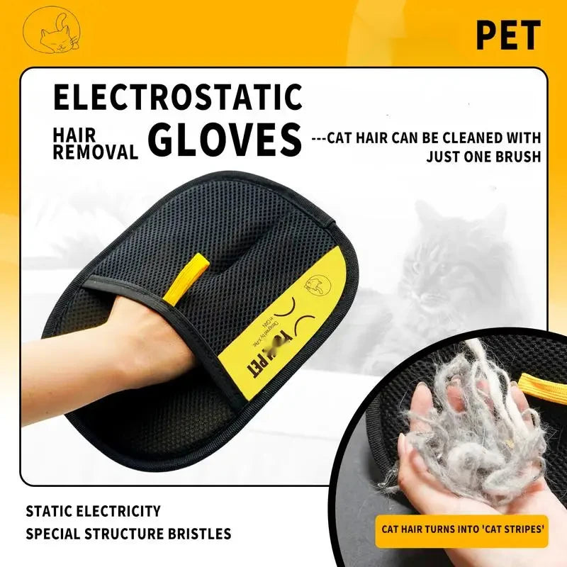 Animal hair glove Electrostatic gloves Two-way brush pet hair removal glove for cats dogs clothes furniture electrostatic - shimendi
