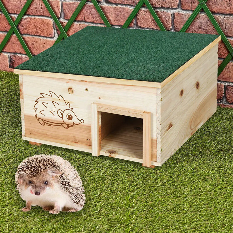 Wooden Hedgehog House Small Animal Shelter Hideout Predator Proof Hedgehog Hibernation Shelter Habitat Nest Box with Roofing shimendi Sécurité et Confort pour Chien chat| Shimendi