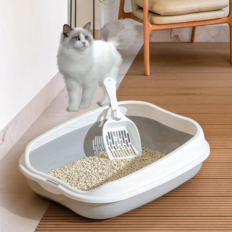 Semi-enclosed Litter Box Spatter-proof Cat Toilet Large Kitten Cleaning Supplies Large Cat Poop Bowl Pet Bupplies - shimendi