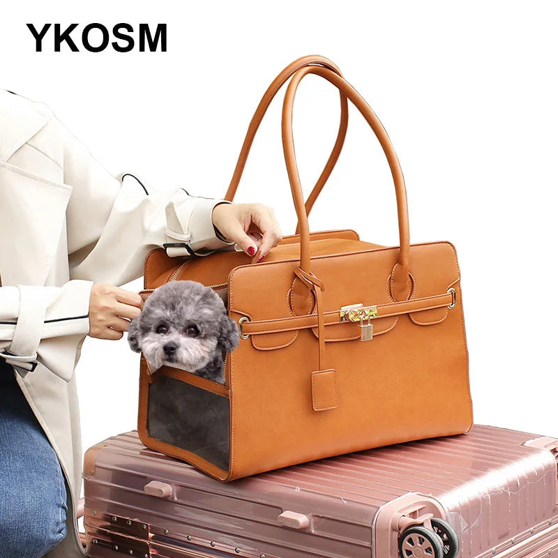 New Luxury PU Leather Pet Carrier Bag Breathable Handbag For Puppy Cat Fashion Dog One-shoulder Bag Portable Pet Travel Handbag shimendi Sécurité et Confort pour Chien chat| Shimendi