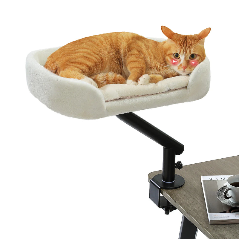 Cat Desk Bed, 360° Rotatable Cat Bed Stand for Indoor Cats, Adjustable Cat Basket, Cats Hammock for Table, Soft Cat Bed for Desk - shimendi