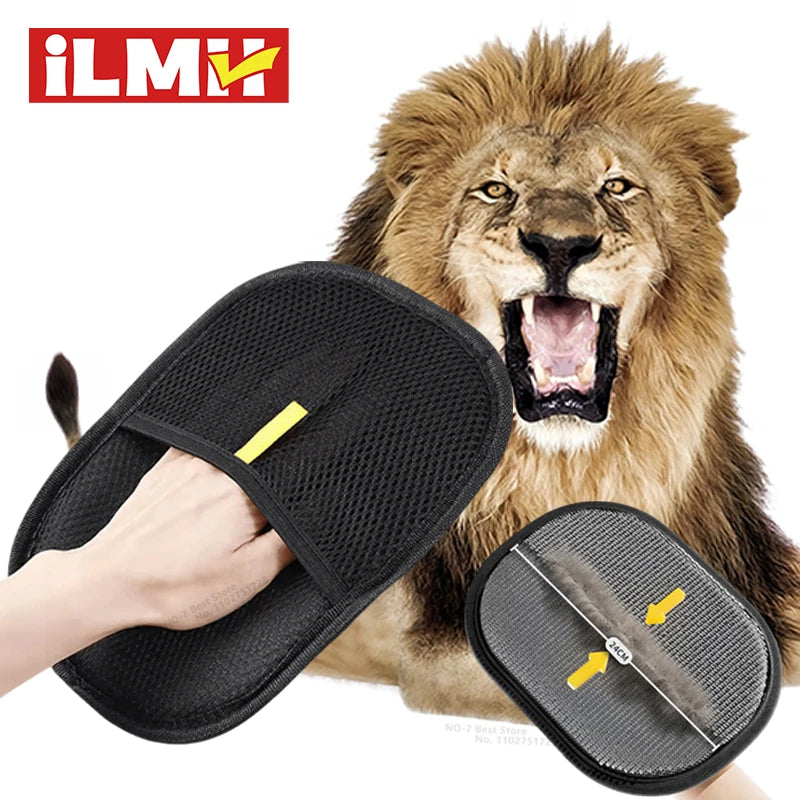 Reusable Double-Sided Pet Hair Removal Glove Anti-Static Grooming Tool for Cats Dogs Soft Brush Mitt for Furniture Carpet Cloth - shimendi