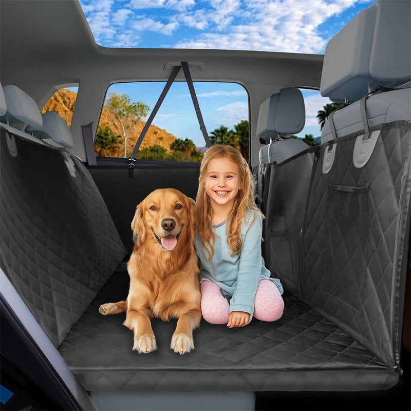 Waterproof Back Seat Extender Dog Car Seat Cover for Back Seat Bed with Mesh Window Storage Pocket Supports 220lbs Dog Hammock - shimendi