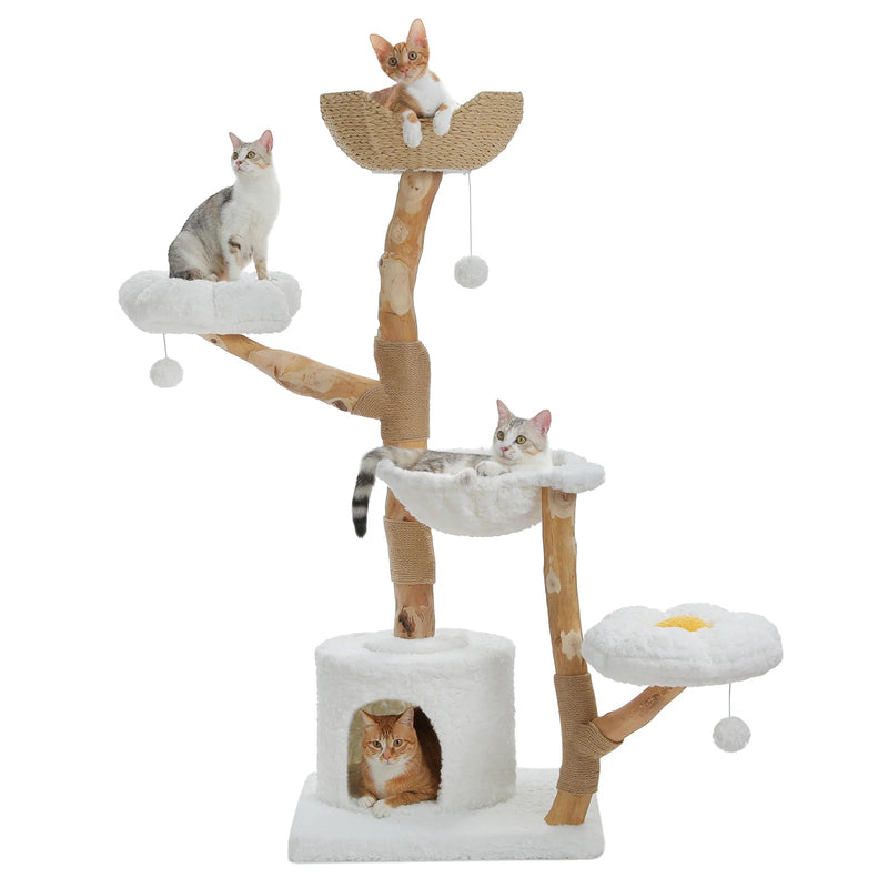 Large Cat Tree Tower with Sisal Scratching Post Wicker Basket Bed Flower Cat Condo Indoor Modern Cat Furniture Cat Accessories shimendi Sécurité et Confort pour Chien chat| Shimendi