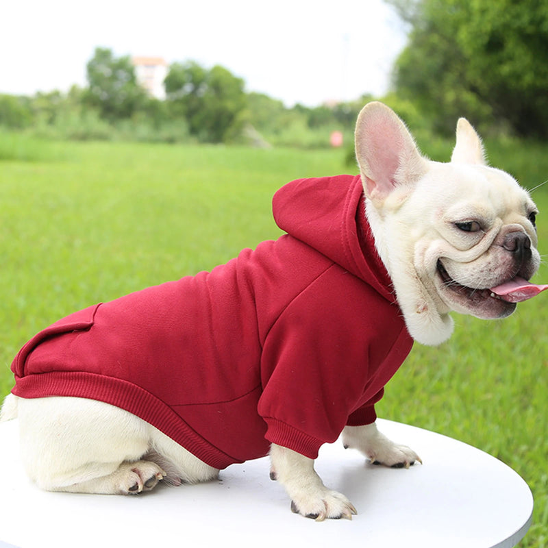 Fashion Dog Clothing Autumn And Winter Small Pet Clothes Thickening Warm Solid Color Two-Feet Hooded Wweater Casual Pet Products - shimendi