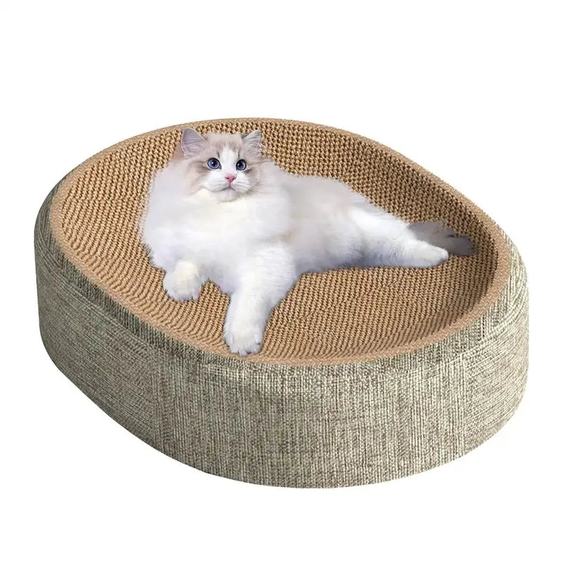 2in1 Cat Scratching Board Protect Furniture Grinding Claw Toys Oval Sisal weaving Wear-resistant Cat Nest Cat Accessories - shimendi