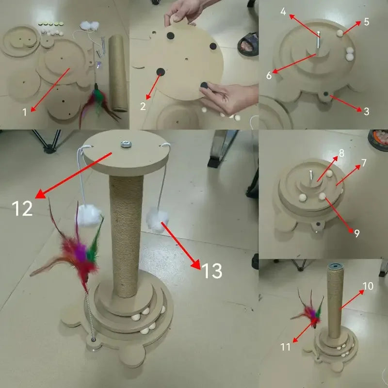 Pet Cat Toy Cat Turntable Funny Cat Stick Balls Durable Sisal Scratching Board Cat Supplies Cat Grab Column Pet Product