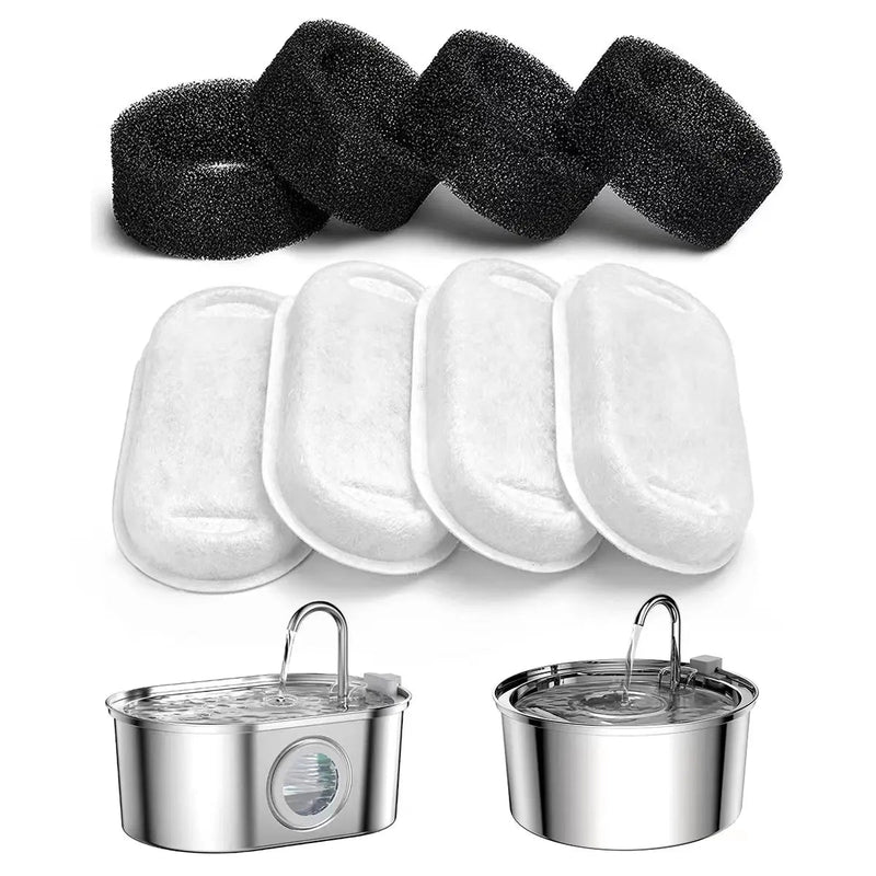 Cat water foundation 108oz/3.2L stainless steel cat drinking fountain 4 carbon filters+4 foam filters replaceable filters shimendi Sécurité et Confort pour Chien chat| Shimendi