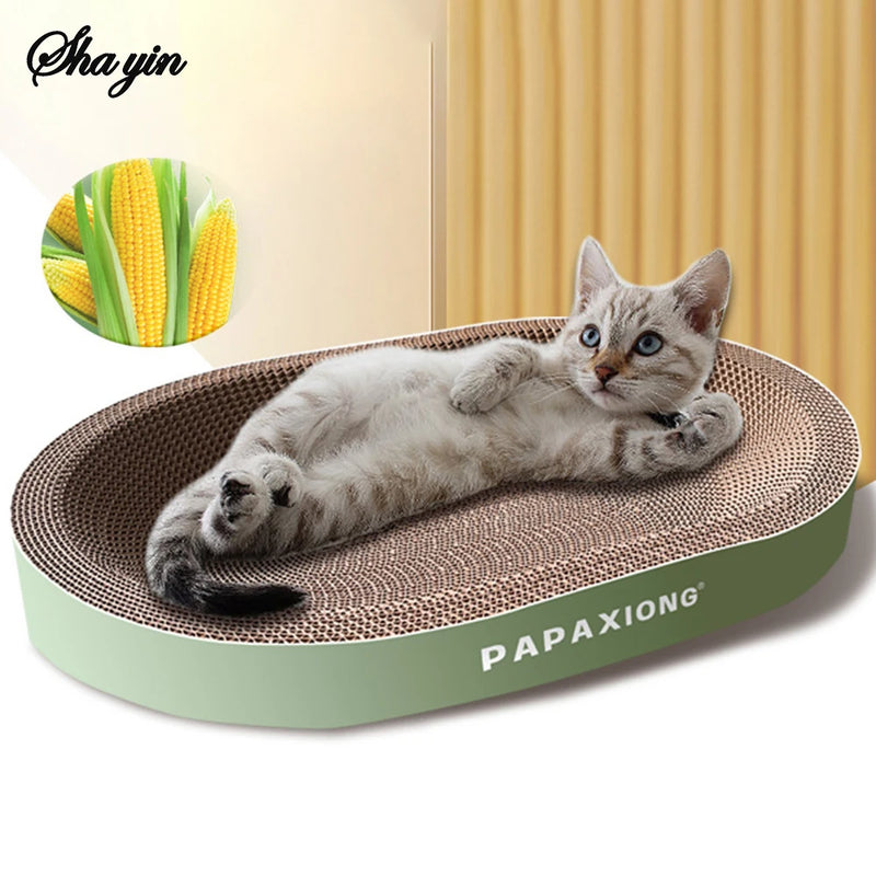 Random Color Cat Scrapers Toys Round Oval Cat Scratcher Cat Bed Cat Scratching post Thickening Durable Corn Glue Decal Cardboard - shimendi