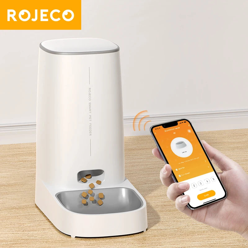 ROJECO Automatic Cat Feeder Pet Smart WiFi Cat Food Kibble Dispenser Remote Control Auto Feeder For Cat Dog Dry Food Accessories - shimendi