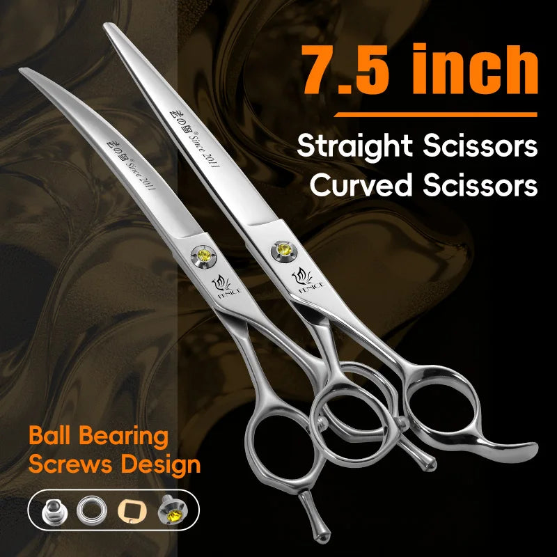 Fenice High-grade JP440C Alloy Steel 7.0/7.5 inch Pet Grooming Scissors Dog Hair Cutting Shears Tool for Pet Groomer Beautician