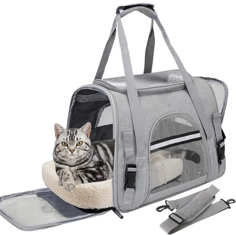 Pet Carrier Bag Airline Approved Up for Cats and Dogs Up to 20LBs, Soft Cat Carrier Dog Carrier Travel Kitten Carrier with Mat - shimendi