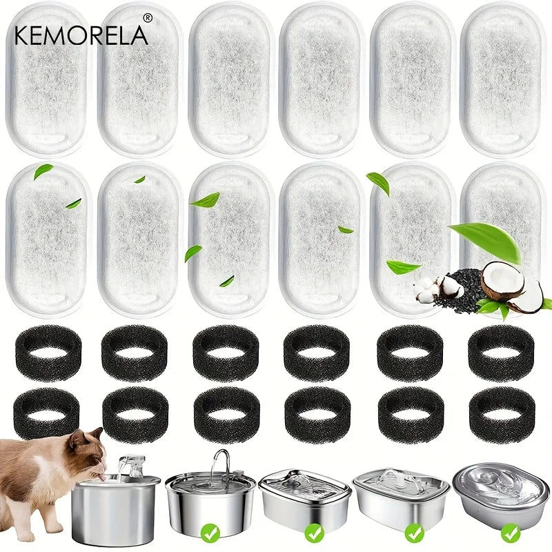 12/15PCS Cat Water Fountain Activated Carbon Sponge Filters for Stainless Steel Water Dispenser Pet Healthy Water Care Accessory - shimendi