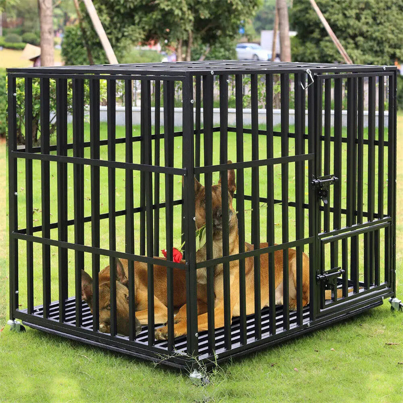 L XL XXL Heavy Duty Dog Crate with 4 Lockable Wheels - shimendi