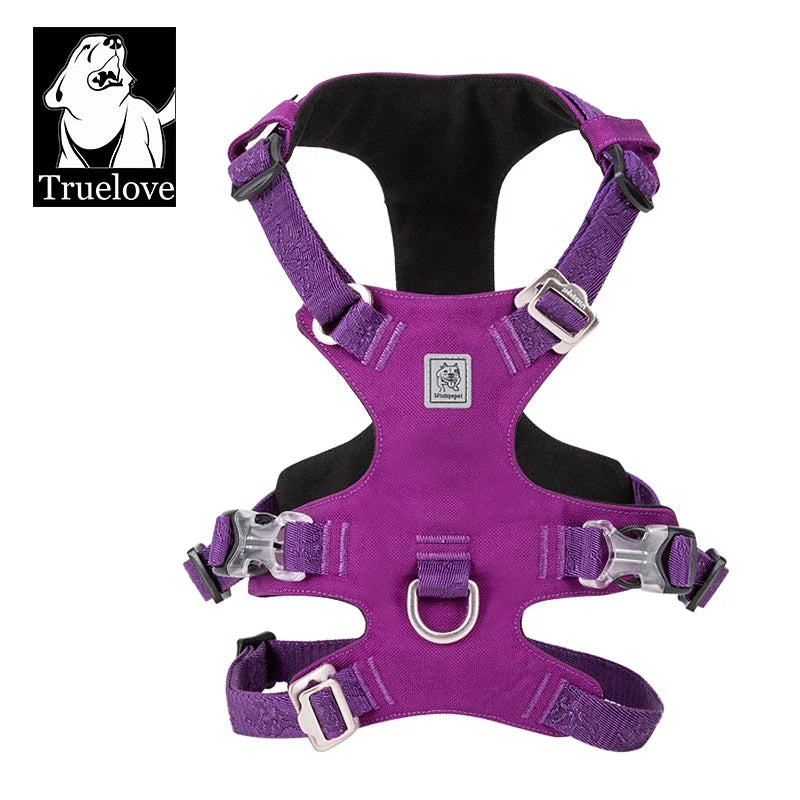 TRUELOVE Pet Nylon Harness Light-weight Double-H Shape Embroidery 5 Adjustable Positions Medium and Large Dog Waterproof YH1807 - shimendi