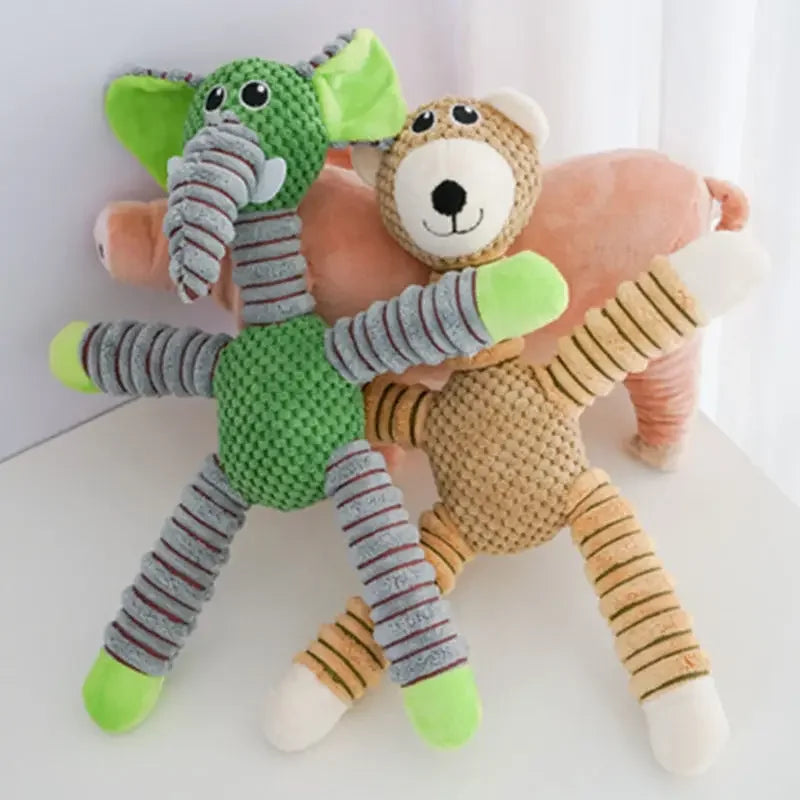 Indestructible Large Dog Sound Squeaky Toys Animals Shape Pet Soft Plush Chew Molar Training Toy Puppy Bite Teeth Dental Toys - shimendi