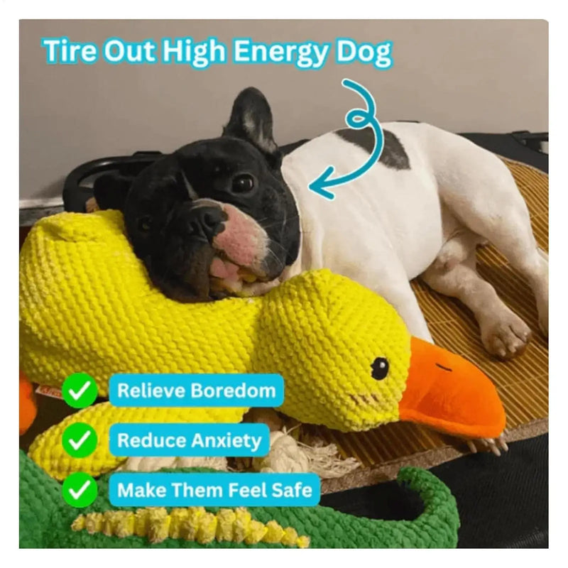 Calming Duck Toy for Dogs Squeaky Interactive Soft Comfort Teething Supplies Dog Toys Plush for Travel Beach Pool Park Yard - shimendi