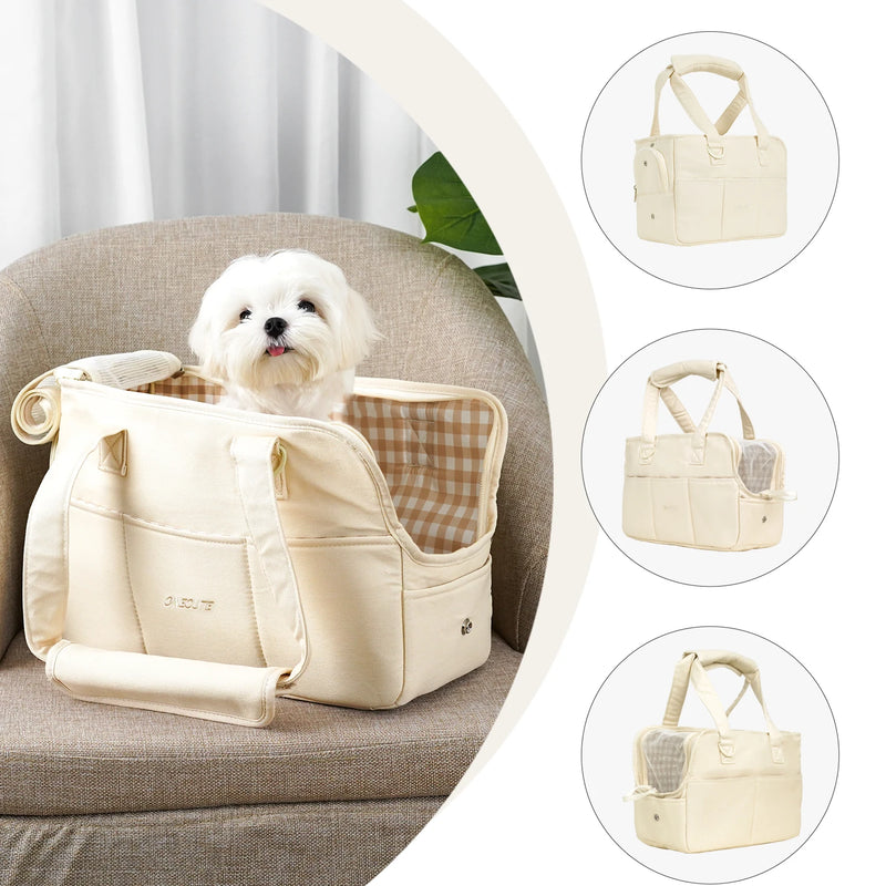 Portable Mesh Pet Carrier Shoulder Bag for Cats Small Dogs, Lightweight Soft-Sided Outdoor Travel Bag - shimendi
