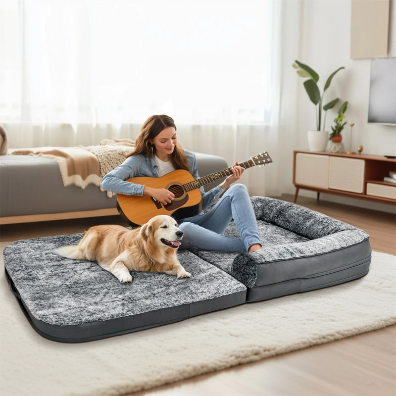 180cm Long Human Size Dog Bed for Adults and Pets to Nap Foldable Calming Pet Bed Plush Cover Orthopedic Sponge Base shimendi Sécurité et Confort pour Chien chat| Shimendi