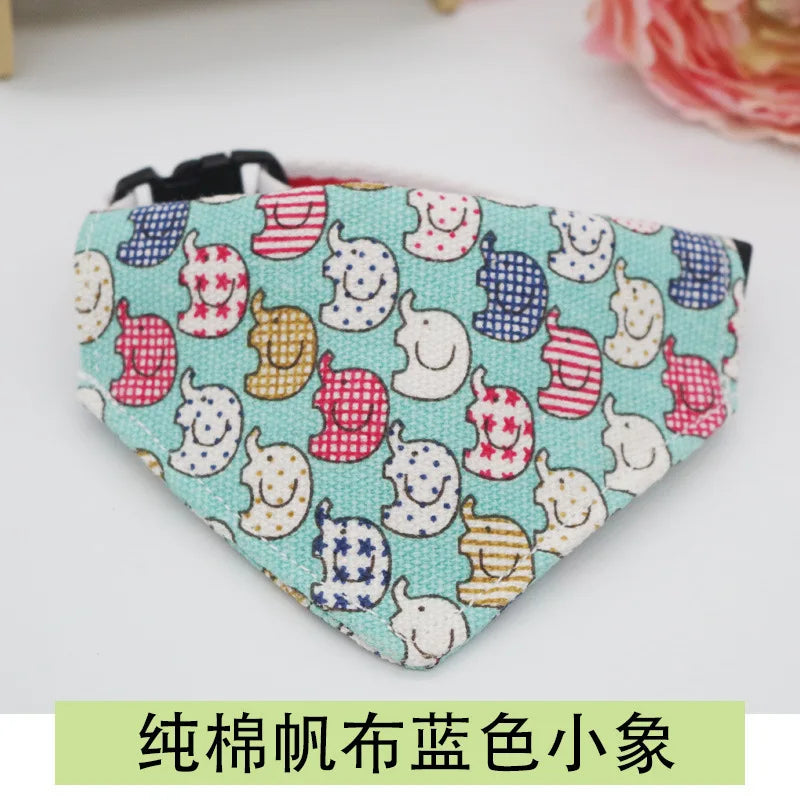 New Fashion Cartoon Cat Bandana Bow Tie Kitten Dog Scarf Adjustable Pet Cat Collar Handmade Trigon Pet Supplies Cat Accessories