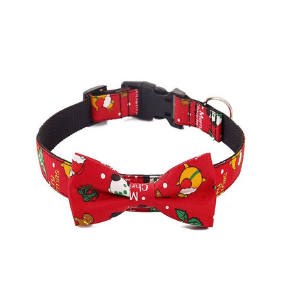 Removable Bow Tie Dog Collar Christmas Durable Adjustable Buckle Pet Collar Suitable for Small Medium Large Dogs Cats