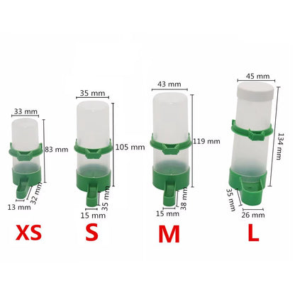 Pet Bird Automatic Drink Water Feeding Parrot Bird Drinker Feeder Watering Plastic with Clip for Aviary Budgie Cockatiel 1 Set