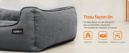 Feandrea Dog Basket, Raised Edge, Non-Slip, Removable Washable Cover, XL Size for Large Dogs, 100 x 75 x 25 cm, Grey