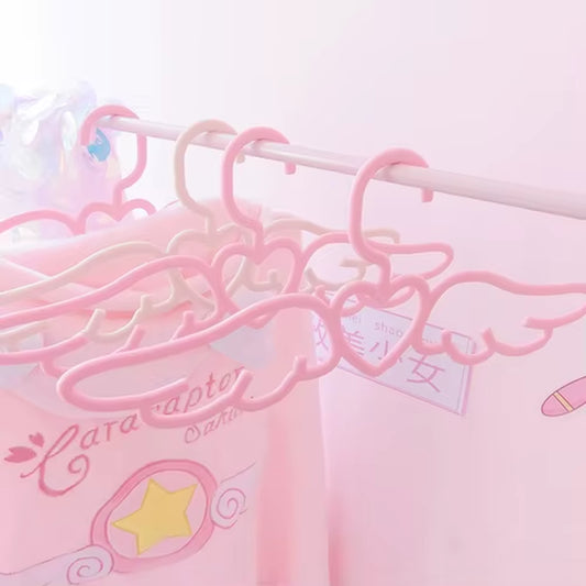 5PCS Durable Pink Sakura Angel Wing Shape Traceless Non-Slip Hanger Girl'S Children Clothes Hangers Rack