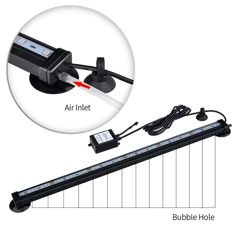 Aquarium Light LED Air Bubble Aquarium Lamp Underwater Submersible Fish Tank Light Color Changing Making Oxygen for Fish Tank