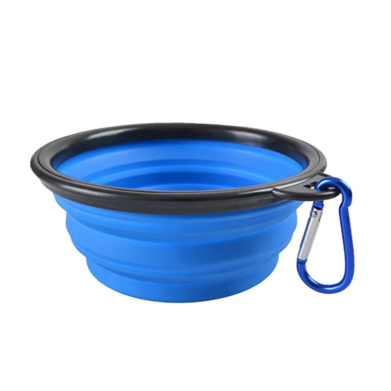 1000ML Silicone Dog Feeder Bowl with Carabiner Folding Cat Bowl Travel Dog Feeding Supplies Food Water Container Pet Accessories
