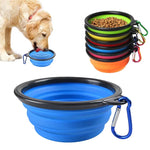 1000ML Silicone Dog Feeder Bowl with Carabiner Folding Cat Bowl Travel Dog Feeding Supplies Food Water Container Pet Accessories