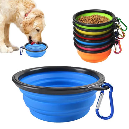 1000ML Silicone Dog Feeder Bowl with Carabiner Folding Cat Bowl Travel Dog Feeding Supplies Food Water Container Pet Accessories