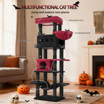 170 cm Large Cat Tree, Cat Tower for Maine Cat, Multi-Level Scratching Post with Large Perch, Washable Mat - shimendi