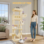 170 cm Large Cat Tree, Cat Tower for Maine Cat, Multi-Level Scratching Post with Large Perch, Washable Mat - shimendi