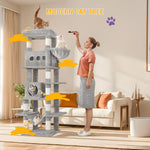 170 cm Large Cat Tree, Cat Tower for Maine Cat, Multi-Level Scratching Post with Large Perch, Washable Mat - shimendi