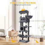 170 cm Large Cat Tree, Cat Tower for Maine Cat, Multi-Level Scratching Post with Large Perch, Washable Mat - shimendi