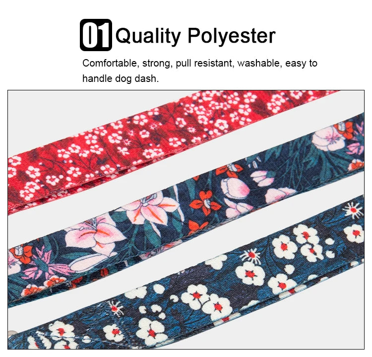 Truelove Floral Pet Leash Neoprene Padded Handle Extra Traffic Control Dog and Cat Strong Enough and Easy to Use Travel TLL3112