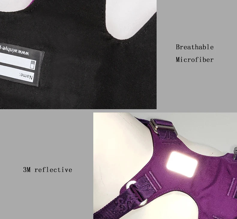 TRUELOVE Pet Nylon Harness Light-weight Double-H Shape Embroidery 5 Adjustable Positions Medium and Large Dog Waterproof  YH1807