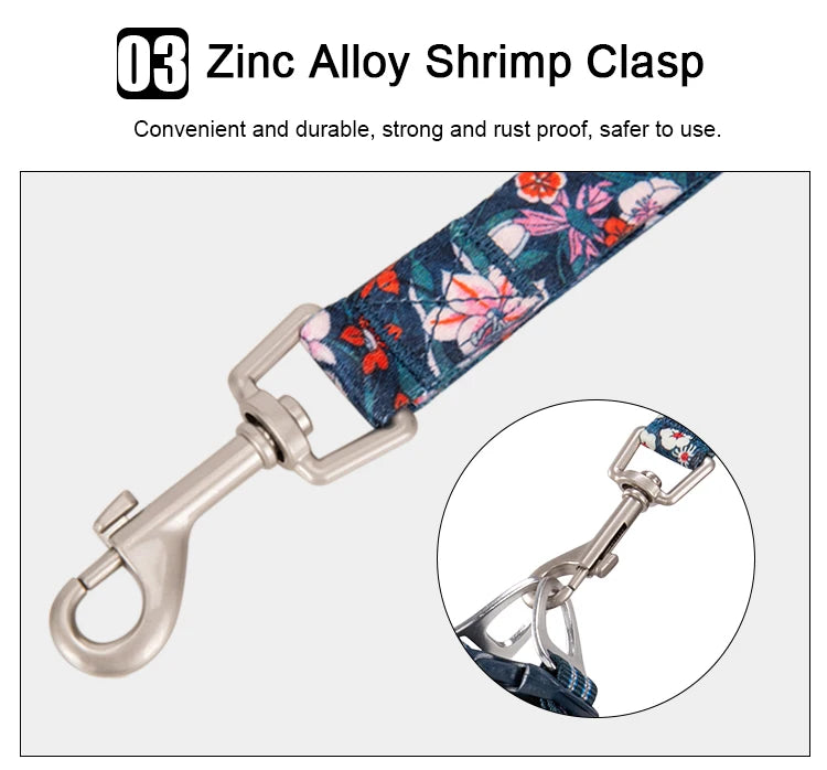 Truelove Floral Pet Leash Neoprene Padded Handle Extra Traffic Control Dog and Cat Strong Enough and Easy to Use Travel TLL3112