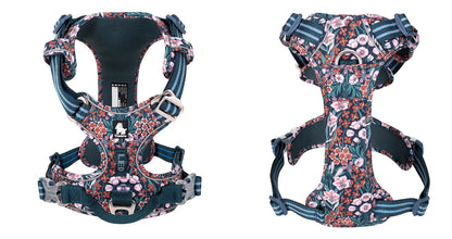 Truelove Pet Harness Floral No Pull Cotton Fabric Breathable and Reflective Soft Cats Dogs Small Medium Walking Running TLH5655