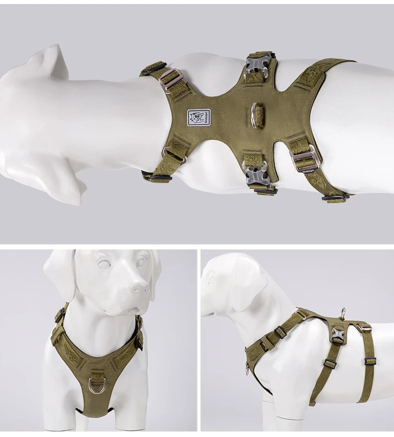 TRUELOVE Pet Nylon Harness Light-weight Double-H Shape Embroidery 5 Adjustable Positions Medium and Large Dog Waterproof  YH1807