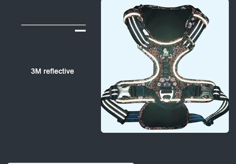 Truelove Pet Harness Floral No Pull Cotton Fabric Breathable and Reflective Soft Cats Dogs Small Medium Walking Running TLH5655