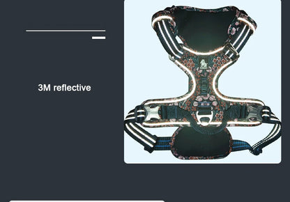 Truelove Pet Harness Floral No Pull Cotton Fabric Breathable and Reflective Soft Cats Dogs Small Medium Walking Running TLH5655