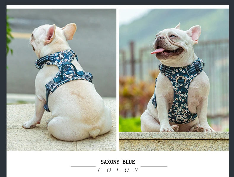 Truelove Pet Harness Floral No Pull Cotton Fabric Breathable and Reflective Soft Cats Dogs Small Medium Walking Running TLH5655