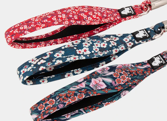 Truelove Pet Leash Floral Rope Leash for Dog and Cat Neoprene Padded Handle 100% Cotton Fabric Zinc-alloy Hook Outdoors TLL2573